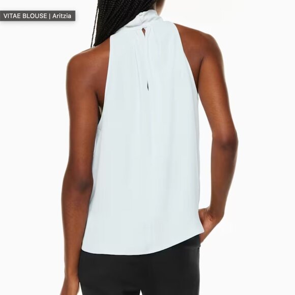 Babaton Vitae Blouse Mock-neck sleeveless blouse Medium Ice Berg Blue - Picture 2 of 6